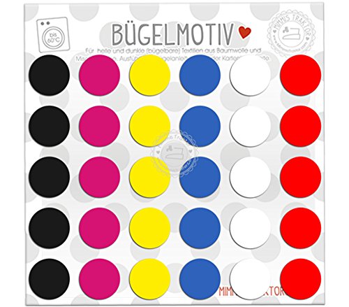 Bügelbild KONFETTI 30 Punkte 2 cm Flockfolie Aufbügler Applikationen Bügelsticker für Stoffe Textilien Kinder zum Aufbügeln Flicken von Mimmis Traktor