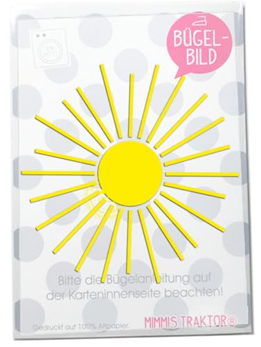 Bügelbild Sonne 9,5 cm Flockfolie Aufbügler Applikationen Bügelsticker für Stoffe Textilien Kinder zum Aufbügeln Flicken von Mimmis Traktor