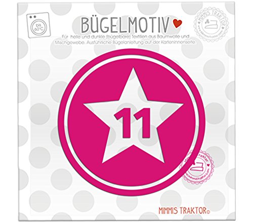 Bügelbild Sternbutton 10 cm PINK Flockfolie Aufbügler Applikationen Bügelsticker für Stoffe Textilien Kinder zum Aufbügeln Flicken, Farbe:11 von Mimmis Traktor