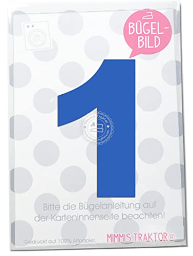 Bügelbild Wunschzahl 10 cm Zahl Geburtstag 0 1 2 3 4 5 6 7 8 oder 9 Flockfolie Aufbügler Applikationen Bügelsticker für Stoffe Textilien Kinder zum Aufbügeln Flicken, Farbe:blau, Zahl:1 von Mimmis Traktor