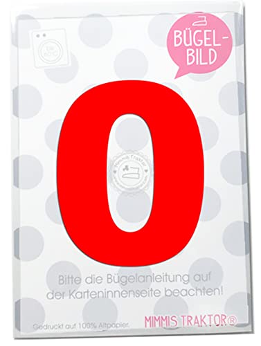 Bügelbild Wunschzahl 10 cm Zahl Geburtstag 0 1 2 3 4 5 6 7 8 oder 9 Flockfolie Aufbügler Applikationen Bügelsticker für Stoffe Textilien Kinder zum Aufbügeln Flicken, Farbe:rot, Zahl:0 von Mimmis Traktor