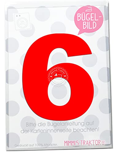 Bügelbild Wunschzahl 10 cm Zahl Geburtstag 0 1 2 3 4 5 6 7 8 oder 9 Flockfolie Aufbügler Applikationen Bügelsticker für Stoffe Textilien Kinder zum Aufbügeln Flicken, Farbe:rot, Zahl:6 von Mimmis Traktor