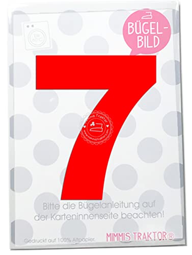 Bügelbild Wunschzahl 10 cm Zahl Geburtstag 0 1 2 3 4 5 6 7 8 oder 9 Flockfolie Aufbügler Applikationen Bügelsticker für Stoffe Textilien Kinder zum Aufbügeln Flicken, Farbe:rot, Zahl:7 von Mimmis Traktor