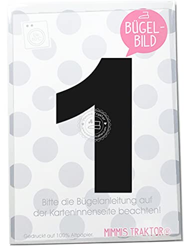 Bügelbild Wunschzahl 10 cm Zahl Geburtstag 0 1 2 3 4 5 6 7 8 oder 9 Flockfolie Aufbügler Applikationen Bügelsticker für Stoffe Textilien Kinder zum Aufbügeln Flicken, Farbe:schwarz, Zahl:1 von Mimmis Traktor