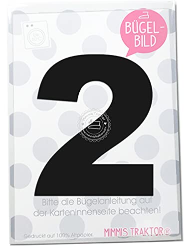 Bügelbild Wunschzahl 10 cm Zahl Geburtstag 0 1 2 3 4 5 6 7 8 oder 9 Flockfolie Aufbügler Applikationen Bügelsticker für Stoffe Textilien Kinder zum Aufbügeln Flicken, Farbe:schwarz, Zahl:2 von Mimmis Traktor