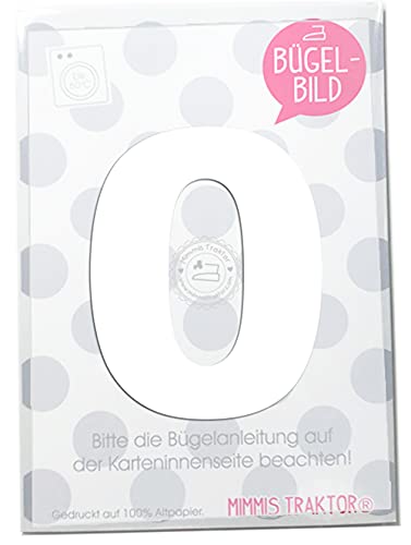 Bügelbild Wunschzahl 10 cm Zahl Geburtstag 0 1 2 3 4 5 6 7 8 oder 9 Flockfolie Aufbügler Applikationen Bügelsticker für Stoffe Textilien Kinder zum Aufbügeln Flicken, Farbe:weiss, Zahl:0 von Mimmis Traktor