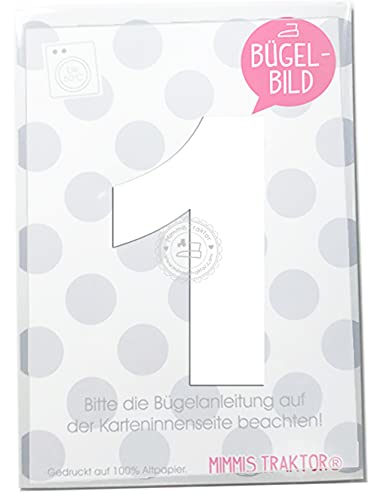 Bügelbild Wunschzahl 10 cm Zahl Geburtstag 0 1 2 3 4 5 6 7 8 oder 9 Flockfolie Aufbügler Applikationen Bügelsticker für Stoffe Textilien Kinder zum Aufbügeln Flicken, Farbe:weiss, Zahl:1 von Mimmis Traktor