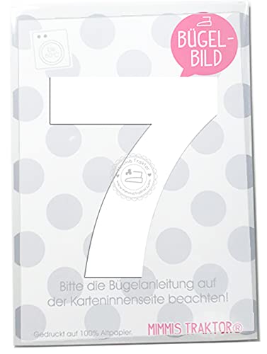 Bügelbild Wunschzahl 10 cm Zahl Geburtstag 0 1 2 3 4 5 6 7 8 oder 9 Flockfolie Aufbügler Applikationen Bügelsticker für Stoffe Textilien Kinder zum Aufbügeln Flicken, Farbe:weiss, Zahl:7 von Mimmis Traktor