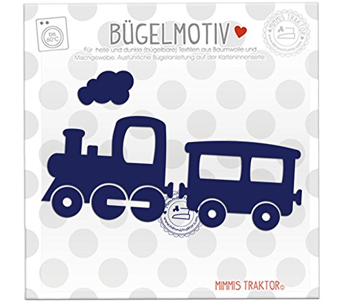 Bügelbild Zug Lokomotive 13 x 7,5 cm MARINE Flockfolie Aufbügler Applikationen Bügelsticker für Stoffe Textilien Kinder zum Aufbügeln Flicken von Mimmis Traktor