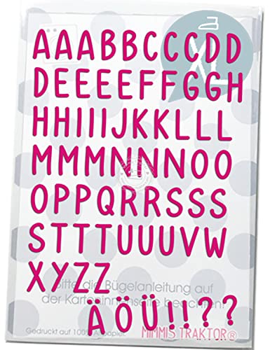 Bügelbild abc 2 cm Kids Alphabet Buchstaben Flockfolie Aufbügler Applikationen Bügelsticker für Stoffe Textilien Kinder zum Aufbügeln Flicken, Farbe:pink von Mimmis Traktor