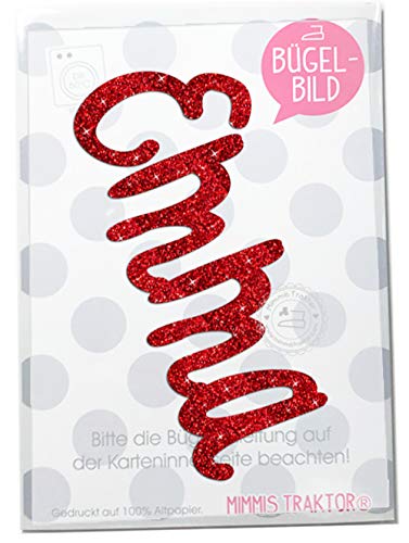 GLITZER Bügelbild Name Wunschname Wunschtext, handwriting, Anfangsbuchstabe groß, Rest klein geschrieben, Aufbügler Applikationen Bügelsticker für Stoffe Textilien Kinder zum Aufbügeln Flicken von Mimmis Traktor