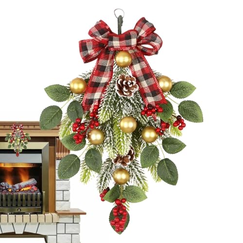 Christmas Swag | Christmas Garland Swag | Outdoor Christmas Garland Swag for Festive Decor | Farmhouse Christmas Garland with Ornament Hangers for Front Door Holiday Charm von Mimoqk