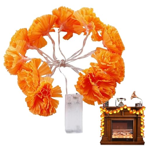 LED-Marigold Garland | beleuchtete künstliche Marigold-Blumendekoration | Ideal für Diwali und Tag der Dead Celebrations | batteriebetriebene Garland für mühelose Heimdekoration von Mimoqk