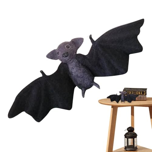 Mimoqk Needle Felted Realistic Bat Decoration | Handmade Needle Felted Bat Halloween | Realistic Needle Felted Bat Doll | Needle Felted Animal Bat Halloween Decor Needle Felted Bat for Haunted Houses von Mimoqk