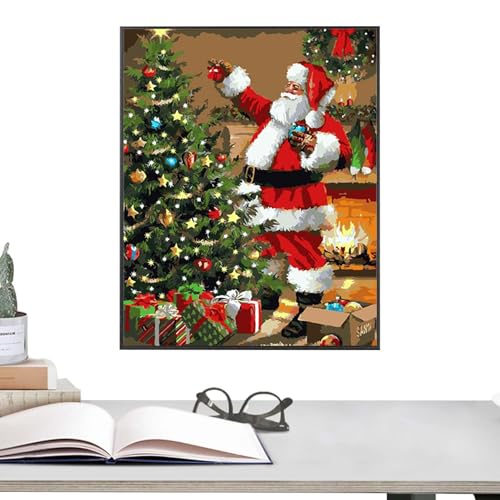 Mimoqk Ölgemälde-Set, Weihnachten Leinwand Malerei | Weihnachten Leinwand Bilder Zeichnen, Malen, Handwerk | Digitale Ölgemälde Kits Malen nach Zahlen für Dekoration von Mimoqk