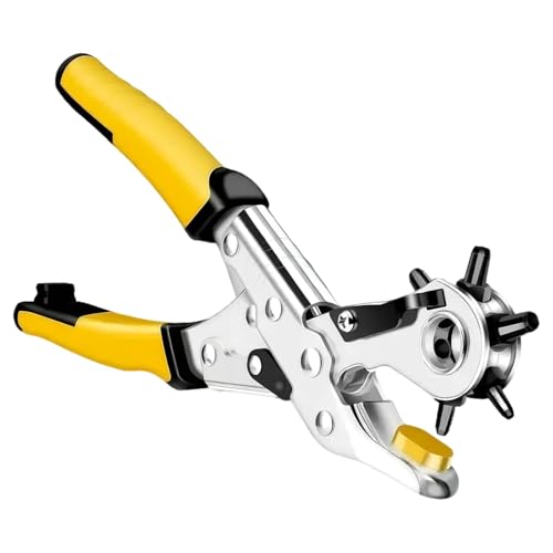 Mimoqk Revolving Hole Punch Pliers, Heavy Duty Belt Punch Pliers With Multi Hole Rotary Puncher, Professional Labor Saving Ergonomic Hole Punch Tools For Leather, Watch Bands, Belts von Mimoqk