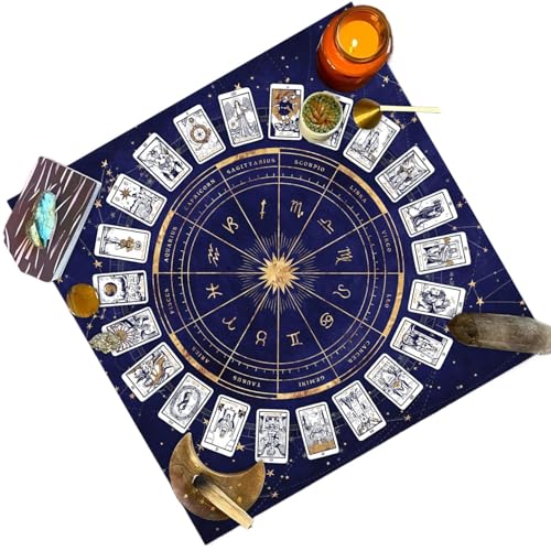 Mimoqk Tarot Cloth for Reading, Square Divinations Tablecloth, Delicate Astrology Oracle Pad, Velvet Board Game Mat, Elegant for Reading Tarot, Tarot Cloth for Divination, Astrology Reading Cloth von Mimoqk