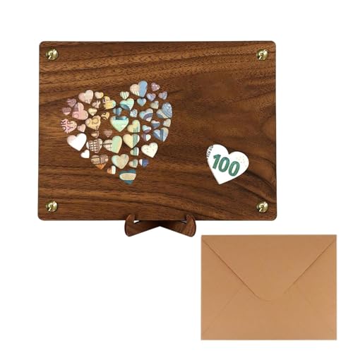 Mimoqk Wooden Card Holder, Decorative Wedding Card Set, Wedding Congratulations Card, Wooden Card Box, Wedding Money Card with Wooden Holder and Envelopes Wedding Card Set Couples Perfect for Wedding von Mimoqk