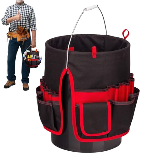 Multifunktions-Werkzeugset für Werkzeuge, Bucket Tool Bag mit mehreren Taschen, Garten-Tasche, Aufbewahrungstasche für den Außenbereich, Strandaufbewahrung, für Tools, praktischer Organizer für von Mimoqk