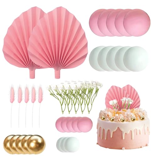 Niedliche Ball-Kuchendekoration, kleine Fan Balls Cake Decorating Toppers, Gold White Pink Balls Baking Decoration, Pearl Balls Birthday Parties Supplies for Wedding Birthday von Mimoqk