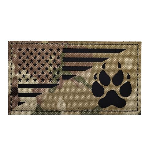 IR Infrarot Bear Paw US Flag Tactical Patch, Camouflage Removable Reflective American Flag Patch for Vest Jacket and Bags Backpacks (1) von Minason