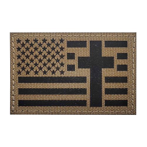 Infrarot IR Tactical Bible Cross USA Flag Patch, Camouflage Military Reflective American Flag Bible Patches for Hats Backpack Bags Clothes (1) von Minason