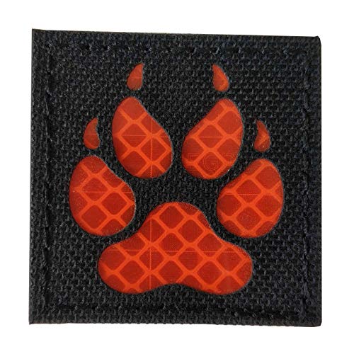 Infrarot-reflektierender Hundepfotenaufnäher, taktisches K9-Fußabdruck-Emblem, Militär-Klettverschluss, 5,1 x 5,1 cm (Orange) von Minason