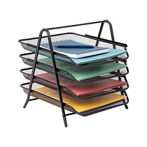 Mind Reader 4-Tier Paper Tray, Desktop Organizer, File Storage, Office Metallgitter, 30,5 x 34,5 x 32,8 cm (L x B x H), Stahl, Black, 1 Packung von Mind Reader