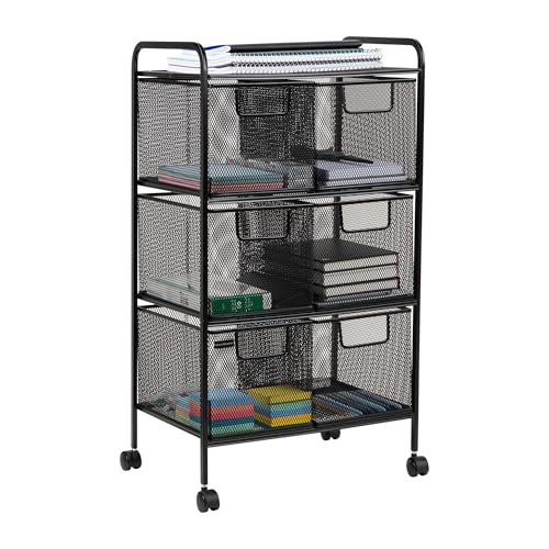 Mind Reader 6DRMESH-BLK 6 Rolling Mesh, Metal, Drawers, File, Utility, Office Storage, Heavy Duty Multi-Purpose Cart, Black von Mind Reader