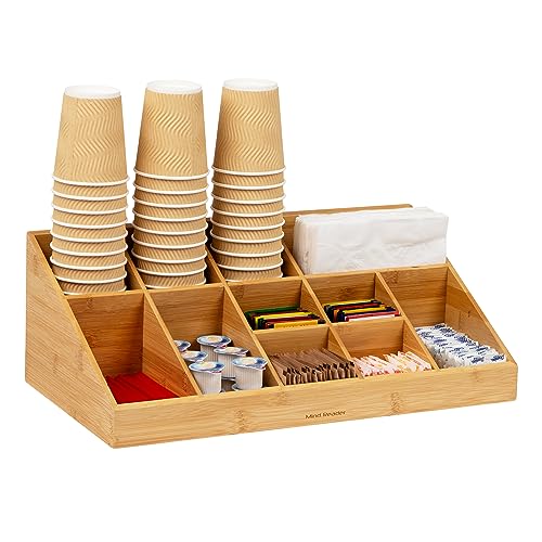 Mind Reader Bali Collection, 11-Compartment, Bamboo Cup, Lid and Condiment Storage, Countertop Organizer, 18.125" L x 9.5" W x 6.5" H, Brown Mind Reader Bali Collection, 11-Compartment, Bamboo Cup, Lid and Condiment Storage, Countertop Organizer, 18.125" L x 9.5" W x 6.5" H, Brown von Mind Reader