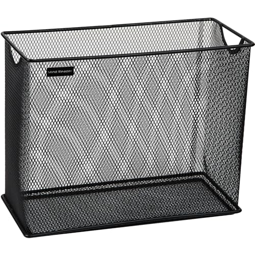 Mind Reader Vertical Storage Basket, Letter Size, Hanging Files or Folders and Magazines, Desktop Organizer, Metal Mesh, 12.25" L x 5.5" W x 10" H, Metall, Black von Mind Reader