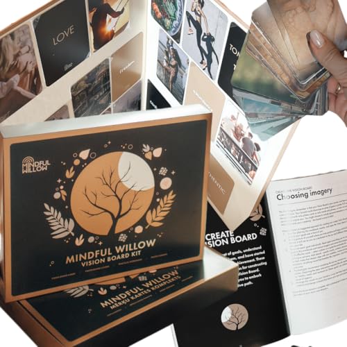 Mindful Willow Vision Board Kit with Folded Board, Workbook, Inspirational Cards - All You Need in one Box - Create Your Own Vision Board and Visualize Your Dream Life, Created by a Certified Coach von Mindful Willow