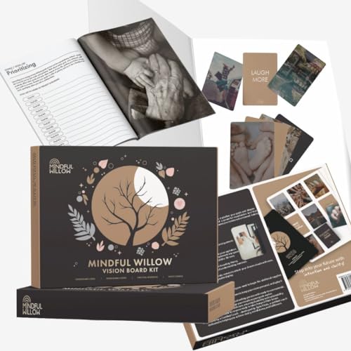 Mindful Willow Vision Board Set with Folded board, Workbook, Inspirational Cards - All You Need in a Gift Box - Create Your Own Vision Board and Visualize The Life of Your Dreams, created by a coach von Mindful Willow