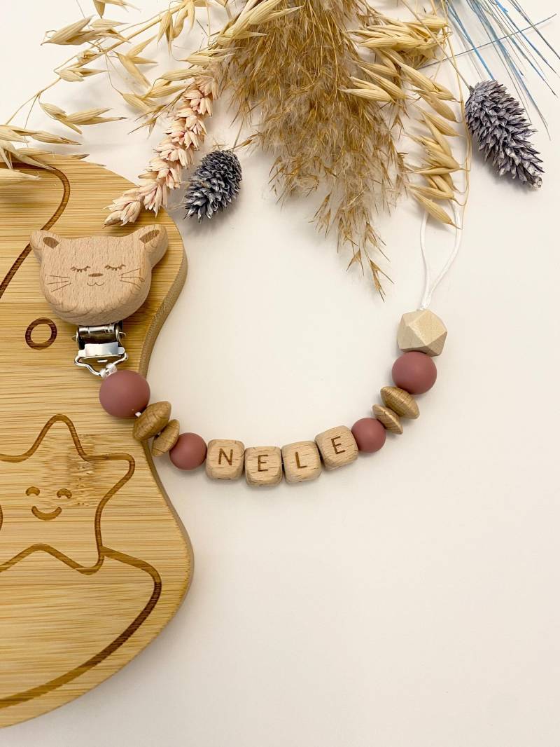 Schnullerkette Mit Hexagon | Verschiedene Farben Personalisiert Namen Schnullerclip Babygeschenk von MindfulWallDesigns