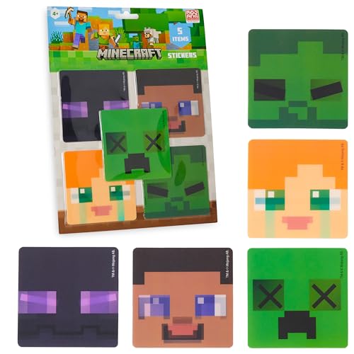 Minecraft 3D Sticker Kinder, Aufkleber Sticker Set 5 Stk. - Geschenke für Kinder von Minecraft