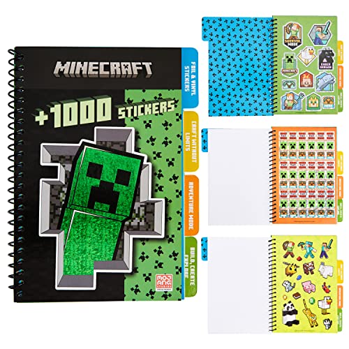 Minecraft Bastelset Stickerbuch für Kinder, 1000+ Sticker zum Spielen, Sammelheft, kreative Aktivität Stickerbuch, 28 Blätter von Minecraft