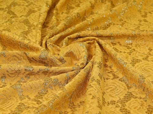 Glitzernder Satin-Spitzenstoff in leuchtendem Gold – Meterware von Minerva Crafts