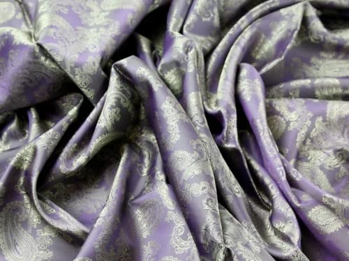 Minerva Crafts Jacquard-Futterstoff, Paisleymuster, 27 Aubergine, Meterware von MINERVA