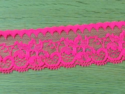 Spitzenborte aus Nylon, 43 mm, fluoreszierendes Pink, Meterware von Minerva Crafts