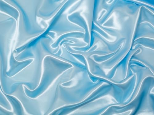 Weicher Polyester-Satin-Stoff, hellblau, Meterware von Minerva