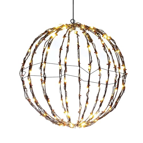 Weihnachtsbeleuchtung Kugel | LED Lichterkette Kugeln | 50 Cm Faltbare Metallkugellichter | Dekorative Gartenleuchten, Hängende Außenleuchte Ornament Für Hof, Hochzeit, Terrasse, Garten(Warmweiß) von Mingchengheng