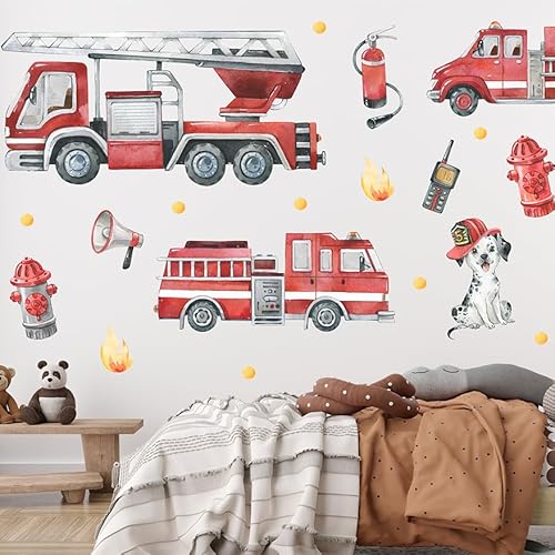 Wally Fox Wandtattoo Kinderzimmer Feuerwehr Feuerlöscher Feuerwehrauto Kinderzimmer Wanddeko Home decor Wandsticker Kinderzimmer Wand deko Babyzimmer Autos Wandtattoo Kinderzimmer Junge Deko wand von Wally Fox