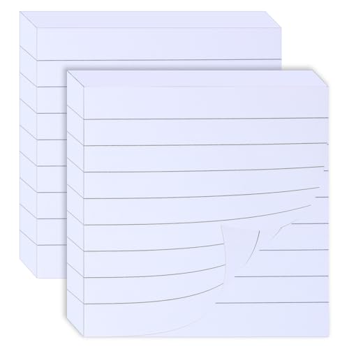 Mini Skater Haftnotizen mit Linie, 7,5 x 7,5 cm, selbstklebende Buch-Tabs, Papiermarker, Haftnotizen, Block, 100 Blatt (weiß), 2 Stück von Mini Skater