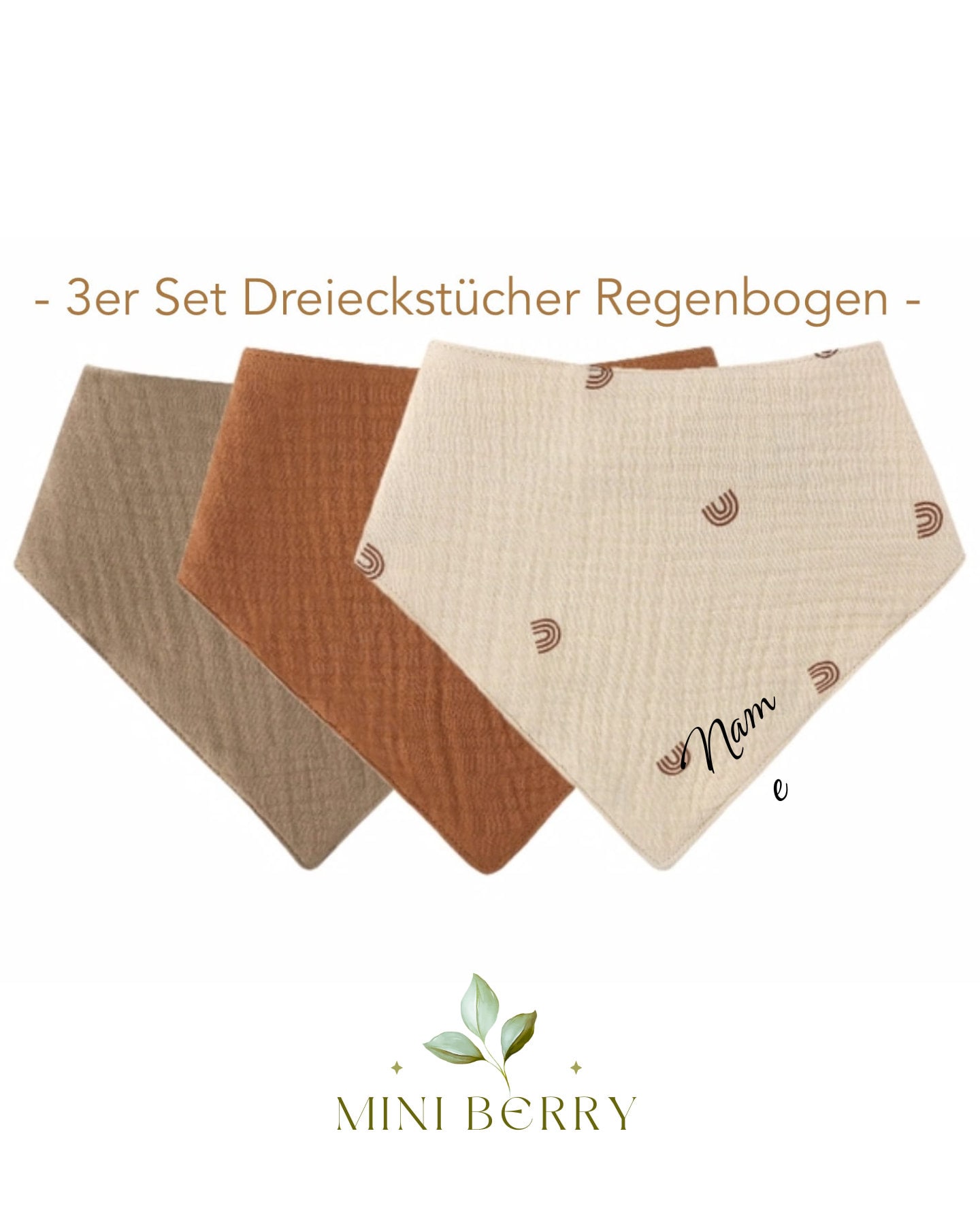 Dreieckstuch 3Er Set Baby Und Kleinkind Halstuch Spucktuch Musselintuch Mulltuch Lätzchen Baumwolle Musselin Geschenk Geburt Taufe von MiniBerryDe