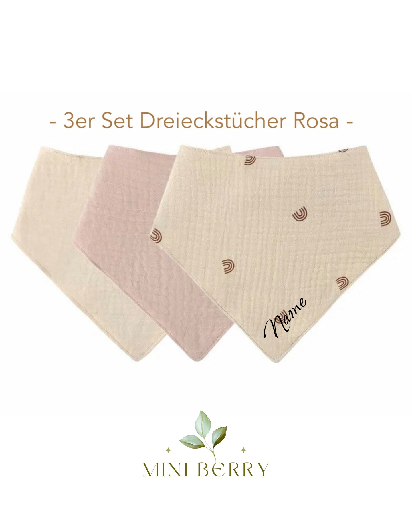 Dreieckstuch 3Er Set Baby Und Kleinkind Halstuch Spucktuch Musselintuch Mulltuch Lätzchen Baumwolle Musselin Geschenk Geburt Taufe von MiniBerryDe