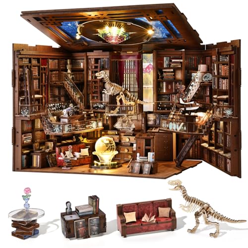 MiniCity Book Nook Kit, DIY Miniatur Puppenhaus Buchecke Kit mit LED-Licht und Staubschutz für Teenager und Erwachsene (Beyond Library Max) von MiniCity