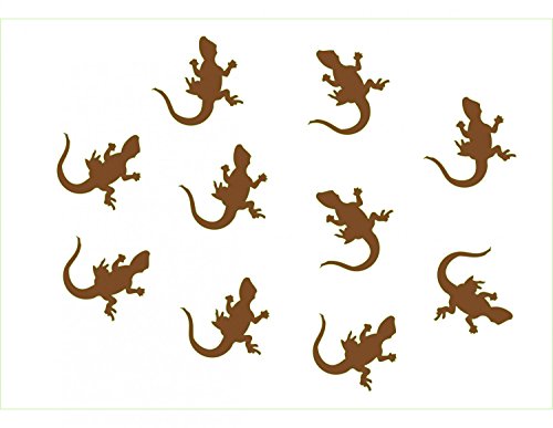 Miniblings 10x Bügelbilder Aufnäher Patch 25mm Flock Gecko Geckos Eidechse Patch Bügelbild I Kinder Bügelflicken Patches zum Aufbügeln - Flockfolie - Applikation Nähen, Farbe:braun von Miniblings