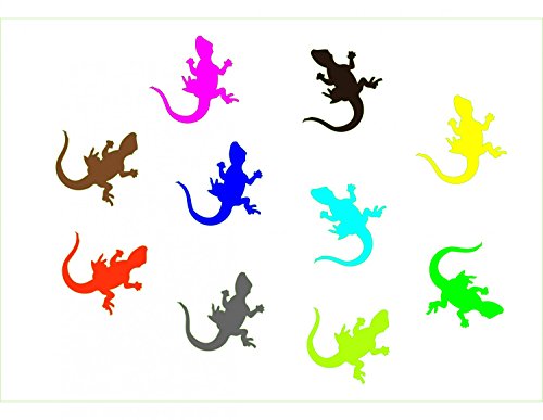 Miniblings 10x Bügelbilder Aufnäher Patch 25mm Flock Gecko Geckos Eidechse Patch Bügelbild I Kinder Bügelflicken Patches zum Aufbügeln - Flockfolie - Applikation Nähen, Farbe:bunt gemischt von Miniblings