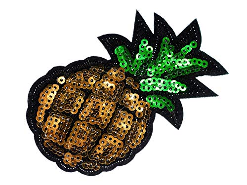 Miniblings Ananas Pailletten Bügelbild Aufnäher Aufbügler Sommer Frucht 82x48mm Patch Bügelbild I Kinder Bügelflicken Patches zum Aufbügeln von Miniblings