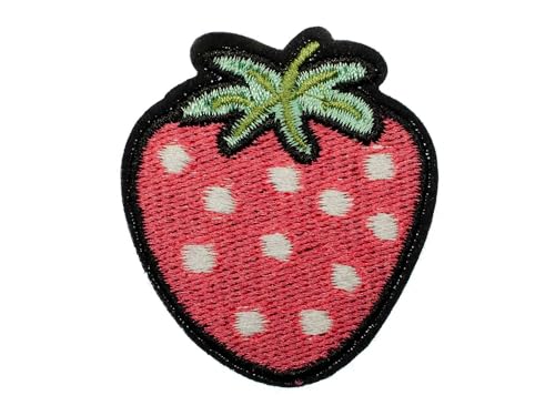 Miniblings Erdbeere Bügelbild Aufnäher Aufbügler Garten rote Erdbeere 5x5cm Patch Bügelbild I Kinder Bügelflicken Patches zum Aufbügeln von Miniblings